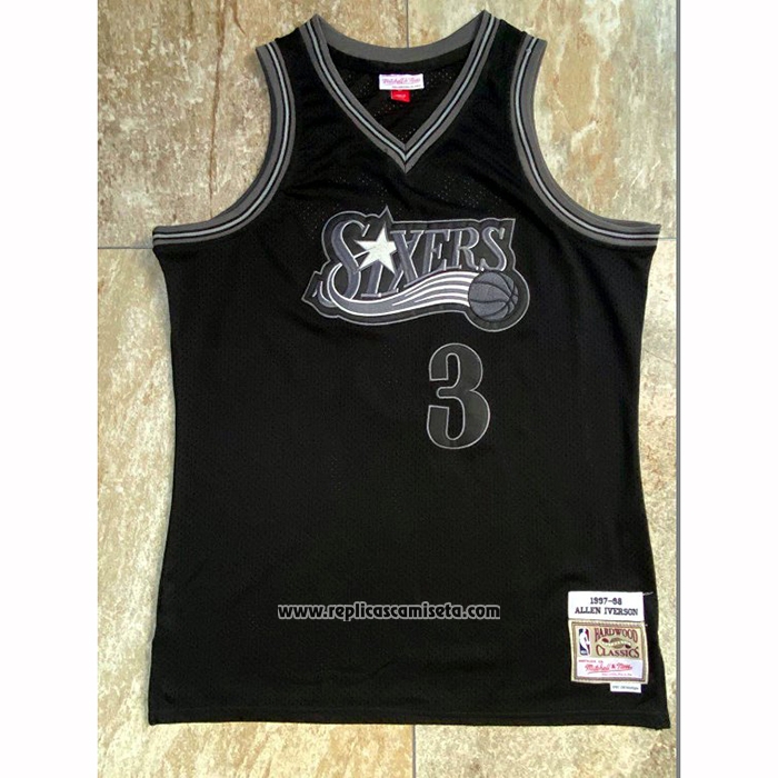 Camiseta Philadelphia 76ers Allen Iverson #3 Hardwood Classics 1997-98 Negro